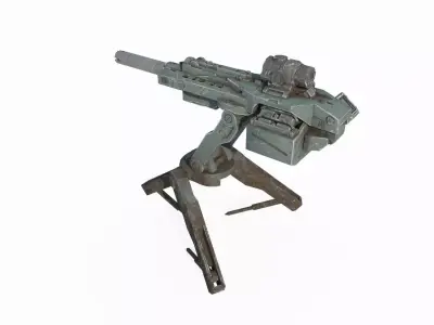 Future sci-fi unmanned intelligent machine gun guards 3D model