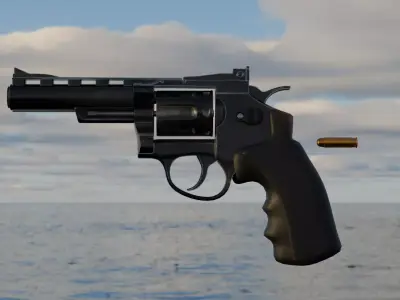 Revolver Low-Poly Game-ready Rigged Realistic Low-poly 3D model