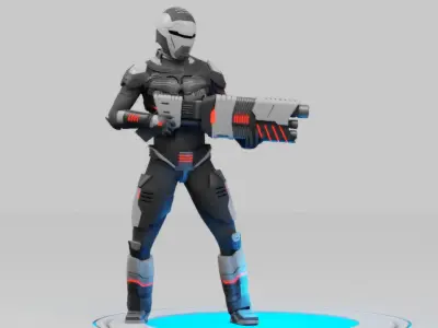 sci-fi trooper rigged - animated character 3D model