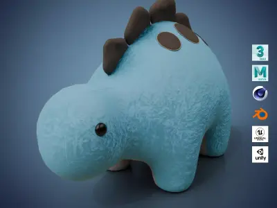 Dinosaur Plush Toy - Stegosaurus Low-poly 3D model