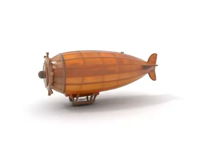 Vintage Copper Airship model pack Low-poly 3D model