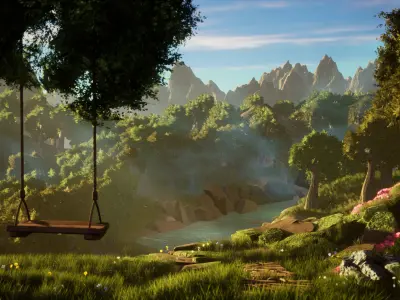 Stylized Paradise Gardens Low-poly 3D model