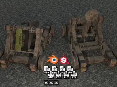 Medieval Catapult low-poly PBR Low-poly 3D model