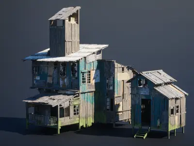 Big Slums pack Low-poly 3D model