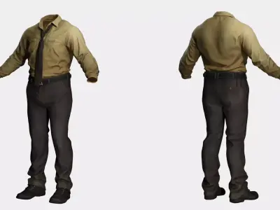 Detective Outfit - Male Uniform Low-poly 3D model