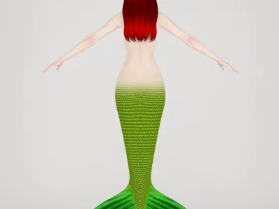  T pose nonrigged model of little mermaid 3D model