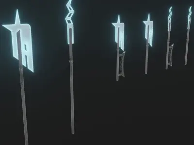 Sci-fi spears and swords collection pack Low-poly 3D model
