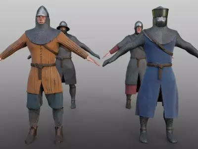 12th Century Infantry Arms and Armours Low-poly 3D model