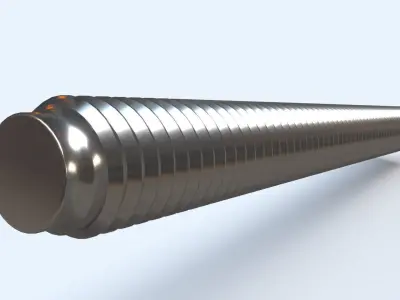 Full Threaded Bolt with with Nut and Washer Low-poly 3D model