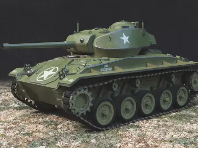 M24 Chaffee tank  Low-poly 3D model