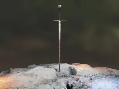 Lowpoly medieval rusted longsword - PBR Low-poly 3D model