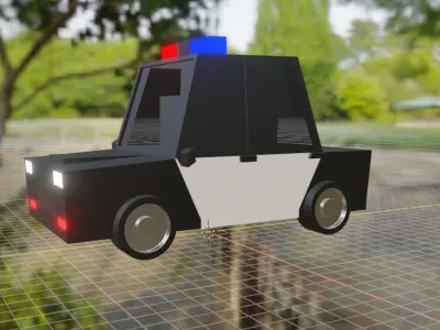 police car cartoon low poly 3d model for game Low-poly 3D model