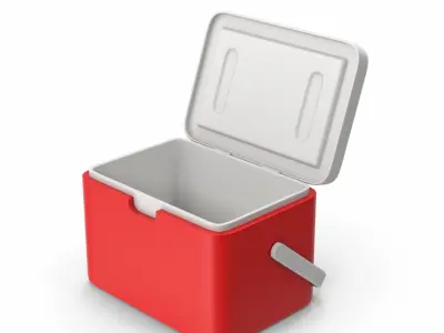 Red Plastic Ice Cooler 3D model