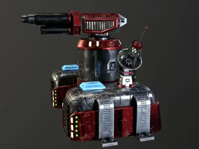 Sci-Fi Flamethrower Tower Low-poly 3D model