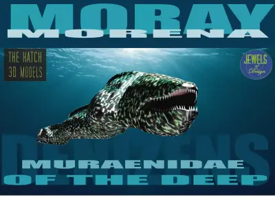 Moray fish swimming in ocean Low-poly 3D model