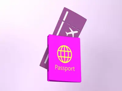 boarding pass with passport 3D model