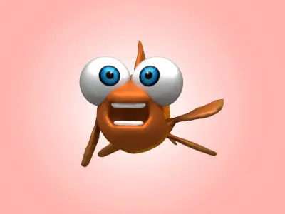 Cute Cartoon Goldfish 3D model