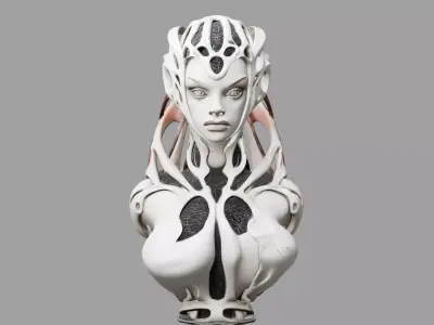 Futuristic Cyborg Female Bust 3D model