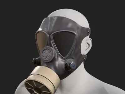 Gas mask helmet 3d model military  Low-poly 3D model
