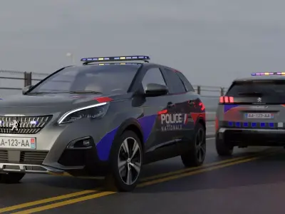 Peugeot 3008 2019 POLICE NATIONALE FRANCE Free 3D model