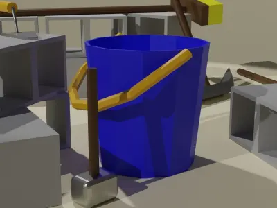 Low Poly Industrial Tools Set Low-poly 3D model