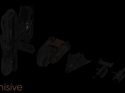 Space ships pack Low-poly 3D model