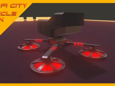 Scifi City Vehicles Asset Pack Low-poly 3D model