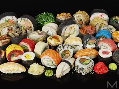 Sushi Pack Low-poly 3D model