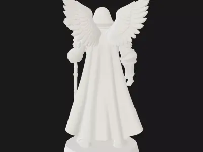 Skull-Faced Warrior Figurine With Crozius Staff 3D Print Model 3D print model