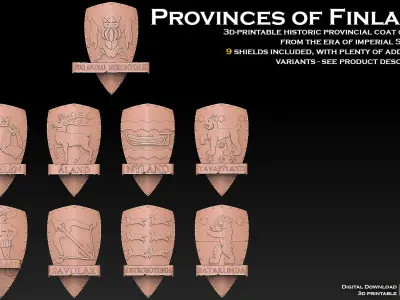 Historic Provinces of Finland Coat of Arms 3D print model