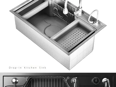 Drop-in Kitchen Sink 3 3D model