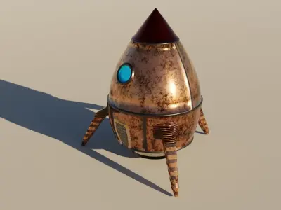 Rocket Comic Metalness Low-poly 3D model