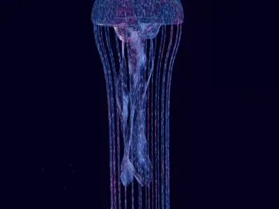 stylized glowing jellyfish Low-poly 3D model