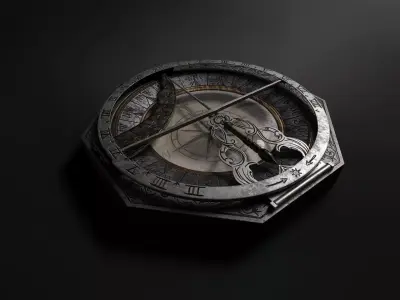 Compass with Sundial Low-poly 3D model