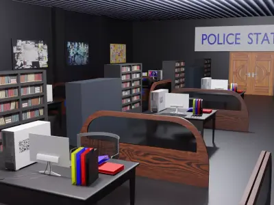 Police Station Interior Low-poly 3D model
