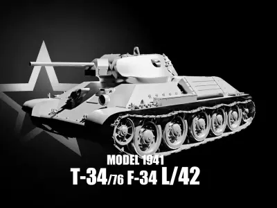 T-34-76 - Medium Tank - Model 1941 - Clean Model Low-poly 3D model