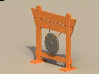 Low Poly Japanese Gong Low-poly 3D model