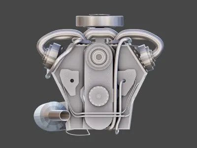 Low poly V8 engine Low-poly 3D model