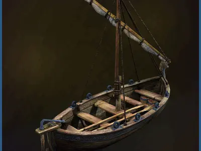 Medieval Boat Low-poly 3D model