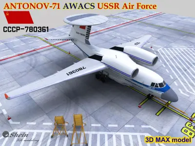 ANTONOV-71 AWACS USSR Air Force Low-poly 3D model