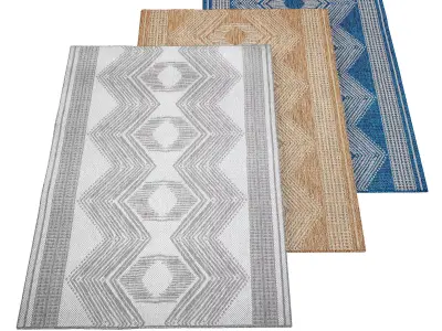 Ranya Tribal Blue Rug 3D model
