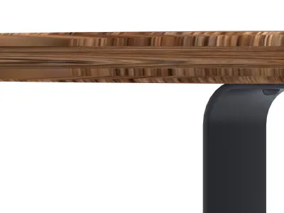 Wooden Dining Table with Matte Black Legs Free 3D model