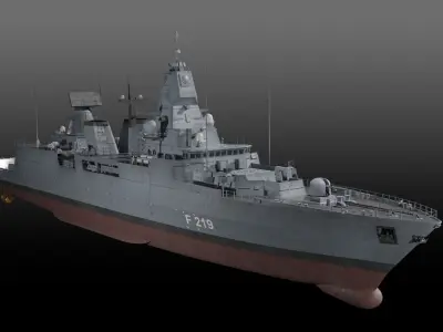 Germa Sachsen class Frigate game ready Low-poly 3D model