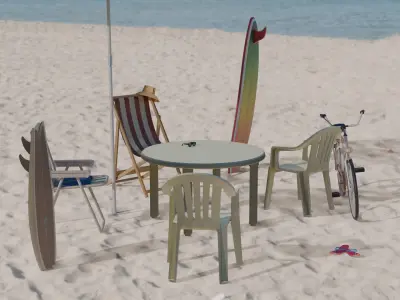 Beach objects - game ready - Low-poly 3D model