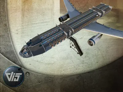 Airplane interior Low-poly 3D model