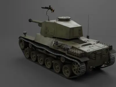 Type 3 Chi-Nu medium tank Low-poly 3D model