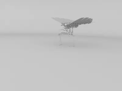 mechafly skeleton insect with wings 3D model