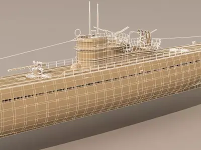 Type IX U-boat submarine 3D model