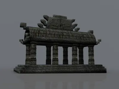 Low Poly Aztec small temple Low-poly 3D model