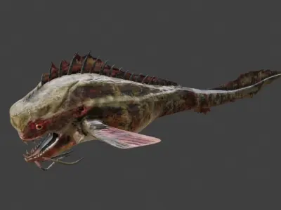 Abyssal Terror - 3D Model and Animation of a  Fish Creature Low-poly 3D model